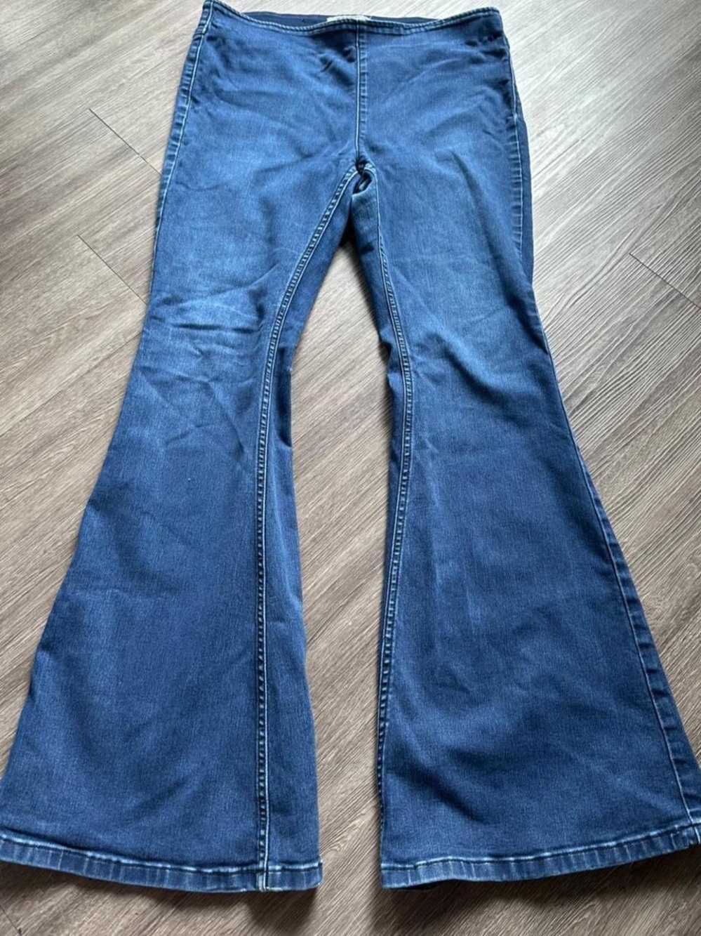 Free People Dark Wash Penny Pull-On Flare Jeans